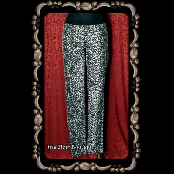 Bettie on the Prowl Snow Leopard Punk Goth Cotton Pants - Picture 1 of 9